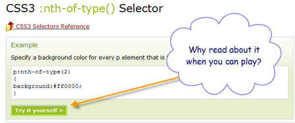 W3Schools screenshot showing the Try It button