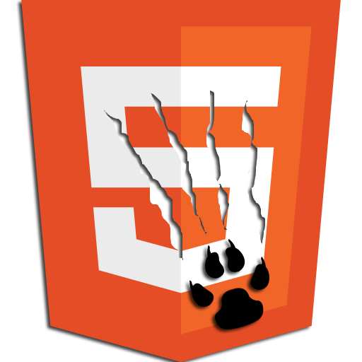 HTML5 logo with cat scratch through it