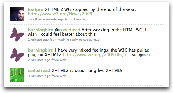 XHTML2 news on Twitter