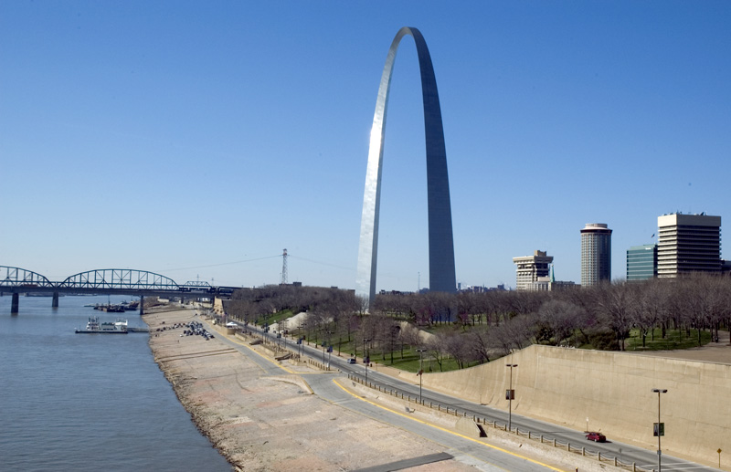 Flooded waterfront in St. Louis