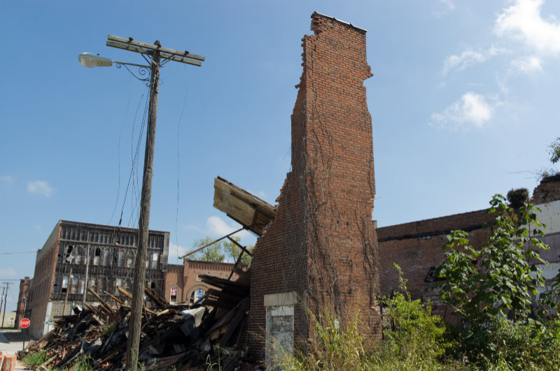 what remains of a brick building