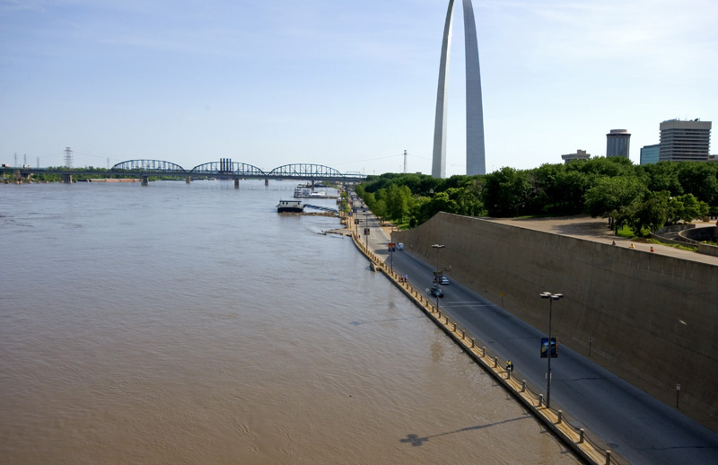 Flooded waterfront in St. Louis