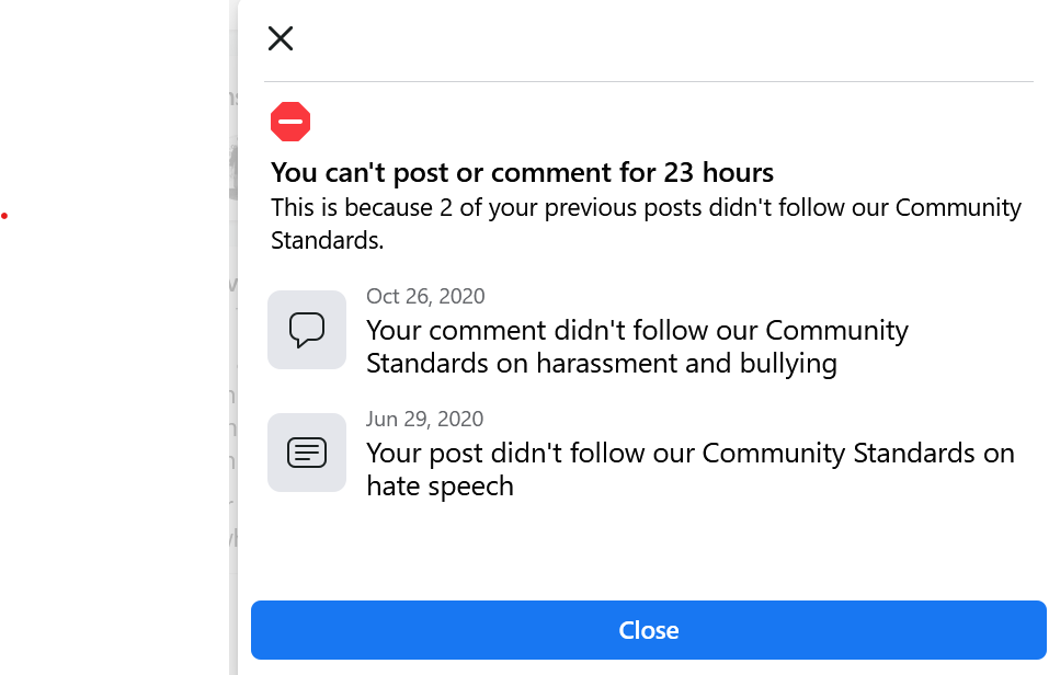 Banned by Facebook