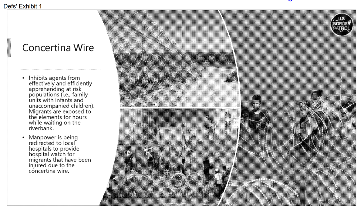 Court exhibit about the dangers of razor wire