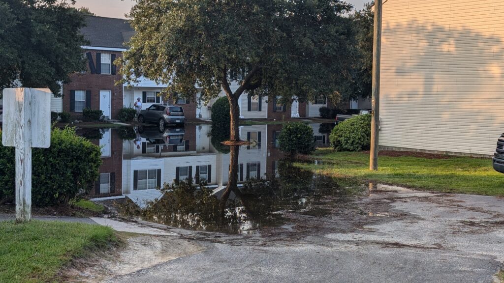 Flooded town home complex streets. 