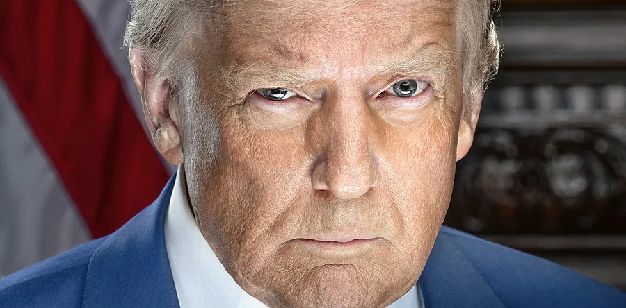 Cropped official Trump photo where he looks like a criminal