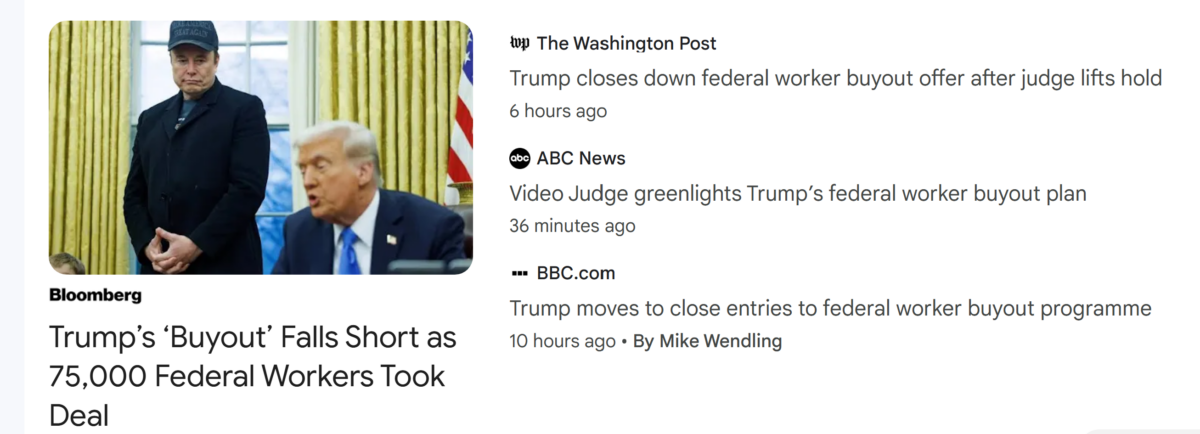 Google news showing several news organizations discussing the Trump 'win'