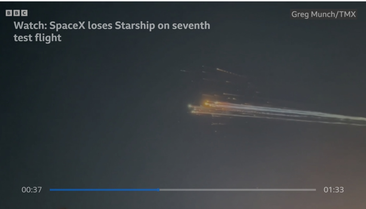 Screenshot of SpaceX rocket going boom.